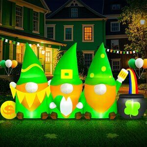 St Patricks Day Inflatables Outdoor Decor with Leprechauns and Rainbows